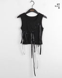 Hino Balletcore Eyelet Ribbon Cropped Sleeveless