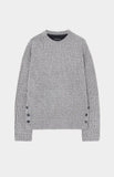 SIDE BUTTON BOUCLE KNIT