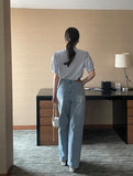 Haibeul Cotton Wide Banding Denim Pants