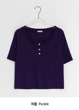 Taeyu Color Button Short Sleeve Tee
