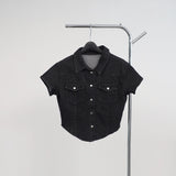 Pias denim cropped shirt