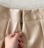 Chase Pleated Leather Long Skirt