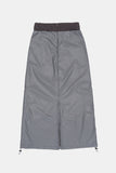 Hem side shirring nylon long skirt