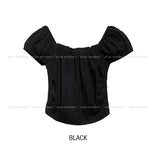 Ien shirring puff off-shoulder short sleeve