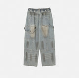 Dirty Washed Keychain Strap Carpenter Denim Pants