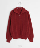 Mikori two-way high neck cable crop knit zip-up