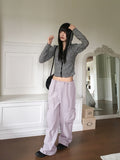 Sinjeu String Pocket Nylon Two-Way Long Wide Pants