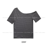 Toe Stripe Unbalance Shoulder Short Sleeve