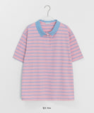 [unisex] Molpory Stripe Collar Short Sleeve Tee