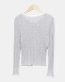 Dabu Lace Button Ribbed Cardigan