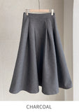 Cashew Nut Pin-Tuck Flared Long Skirt