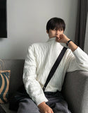 Cable long sleeve knit half zip up ver