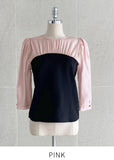 Niaki see-through color matching three quarter length blouse