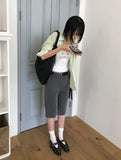 BUTTON CAPRI PANTS