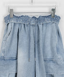 [unisex] Colds Banding Bermuda Big Cargo Denim Pants