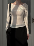 Rose See-Through Boat Neck Tee