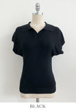 Zendua Open Collar Neck Short Sleeve Knit