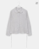 [MADE] Hupi Pin Tuck Button V-Neck Collar Long Sleeve Shirt