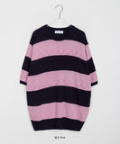 [unisex] Juta punching stripe over short sleeve knit