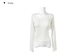 Yua Dots U-Neck Slim Crop Long Sleeve T-Shirt