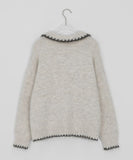 Hidel Stitch Pocket Button Wool Collar Knit