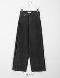 Kansho side pintuck corduroy wide pants