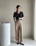 Kashua V-neck Collar Short Sleeve Knit