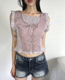 Tessit  Vintage Washing Damage Denim Short Pants