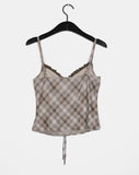 Butin Strap Check Sleeveless Cardigan Set