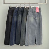 Two-Pocket Back Pocket Curved Cut Line Wide Denim Pants