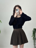 Pleated Wool Mini Skirt