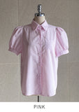 Labor Stripe Puff Shirt Blouse