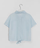 Felnas Stripe Ribbon Short Sleeve Blouse