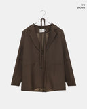 [Belt SET] Vichy Lapel Collar Overfit Blazer Jacket