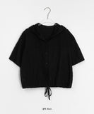 Minbomi Punching Lace Hood Short Sleeve Blouse