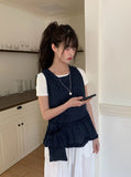 [Bag set] Palan Dot Frill Layered Sleeveless Set