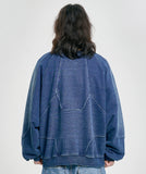 Paneled Denim Sweatshirt