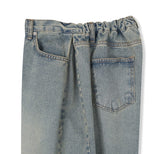 Verti Side Pintuck Balloon Denim Pants