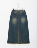 Dilpin Fringe Washing Denim Skirt