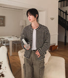 Luboy Striped Crop Cardigan