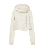 Cowl neck botton hoodie