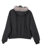 Rat Fur Hooded Bomber Jacket