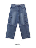 Cutout Zipper Cargo Two-Way Denim Pants