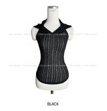 Pie knit hood sleeveless