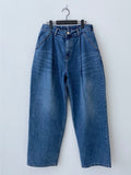 City One-Tuck Semi Balloon Fit Blue Medium Blue Denim Pants