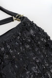 Flower patch leather shoulder bag