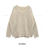 Tiyee slit V-neck unbalance long knit