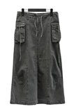 Pigmented cut cargo long skirt