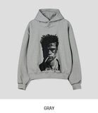 B-Pit Print Snap Balloon Crop Hoodie