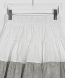Benudine Check Banding Tiered Midi Skirt
